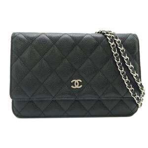 CHANEL Authentic Black Caviar Leather Wallet